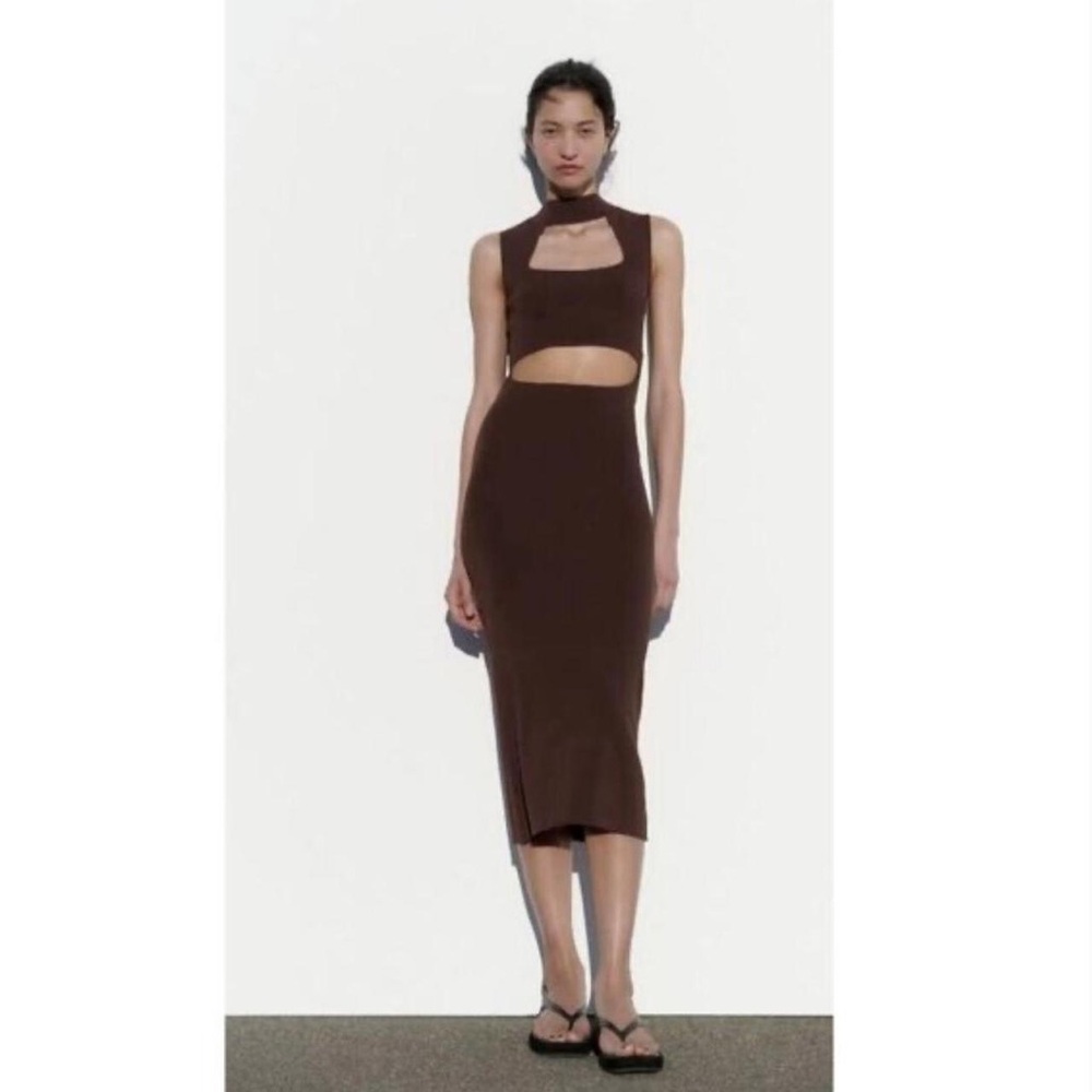 Zara Dark Maroon Cutout Maxi Dress